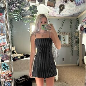 Black and white striped dress